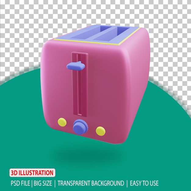 3D-broodrooster pictogram home tools rendering met transparante achtergrond