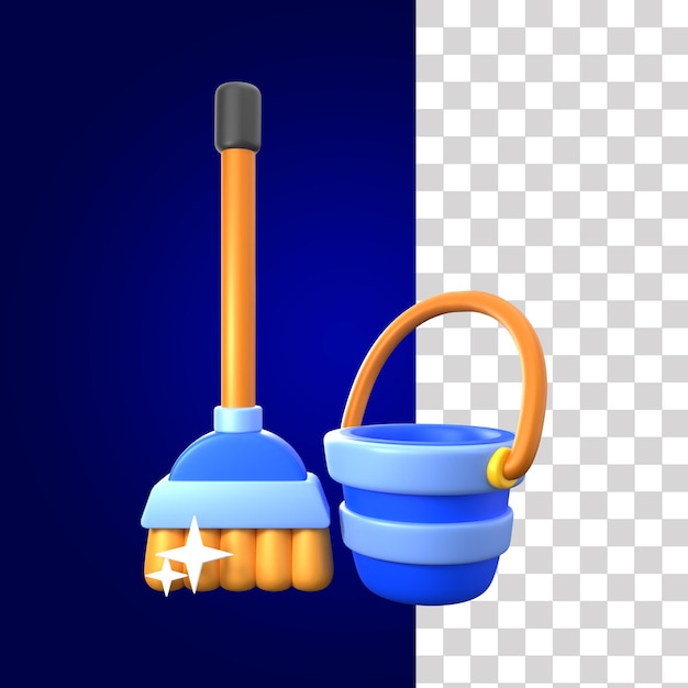 PSD 3d broom illustration