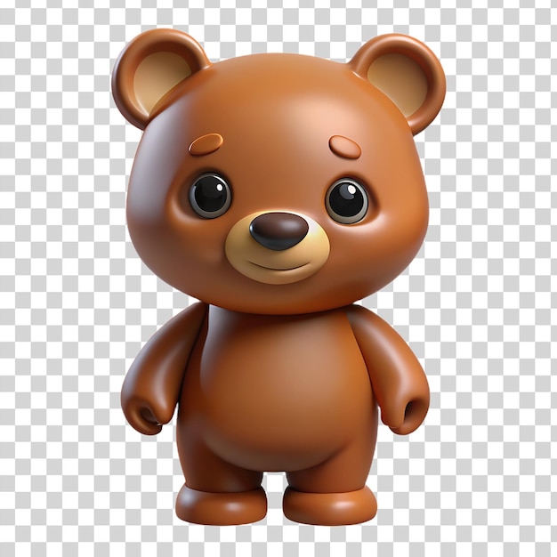 Bambino orso marrone 3d isolato su uno sfondo trasparente