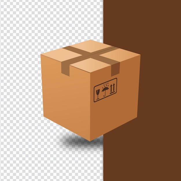 이사 회사 로고가 있는 3D 갈색 골판지 상자