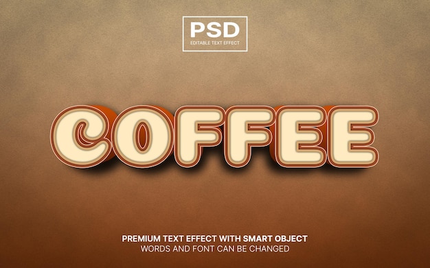 PSD 3d brown coffee editable text effect