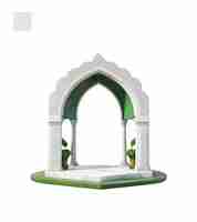 PSD 3d brown marble gate entrance islamic png