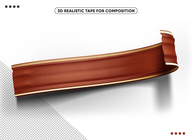 PSD 3d brown realistic ribbon for compositions