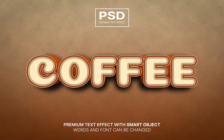 3D bruin koffie bewerkbaar teksteffect