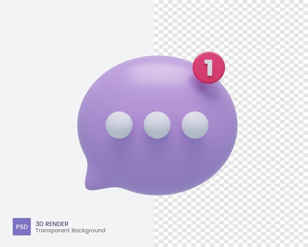 3d bubble chat message talk comment icon for messaging app with notification