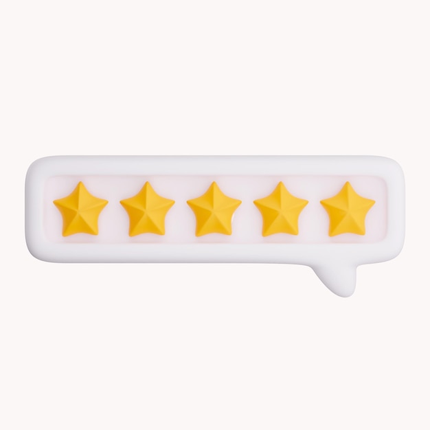 3d bubble rating five stars for best excellent services rating for satisfaction 3d 5 star for quality customer rating feedback concept from client employee product review 3d 5 star vector render