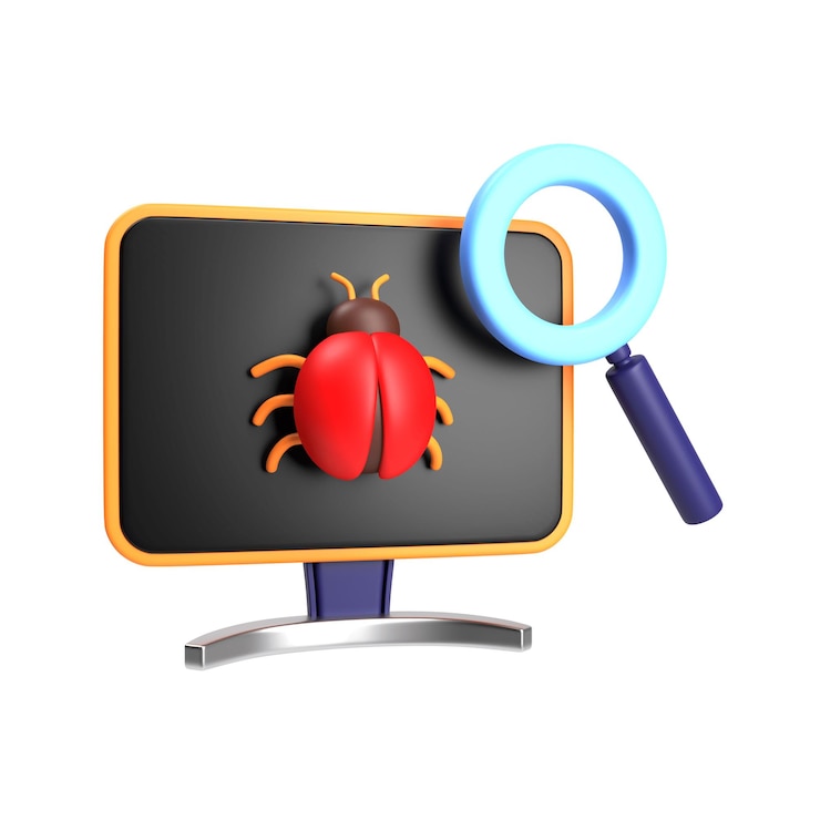 PSD 3d bug finding on computer screen