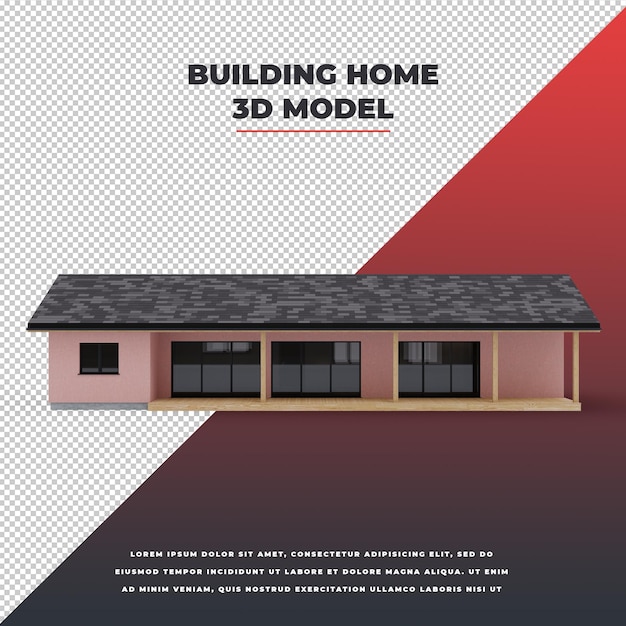 PSD modello 3d della casa dell'edificio