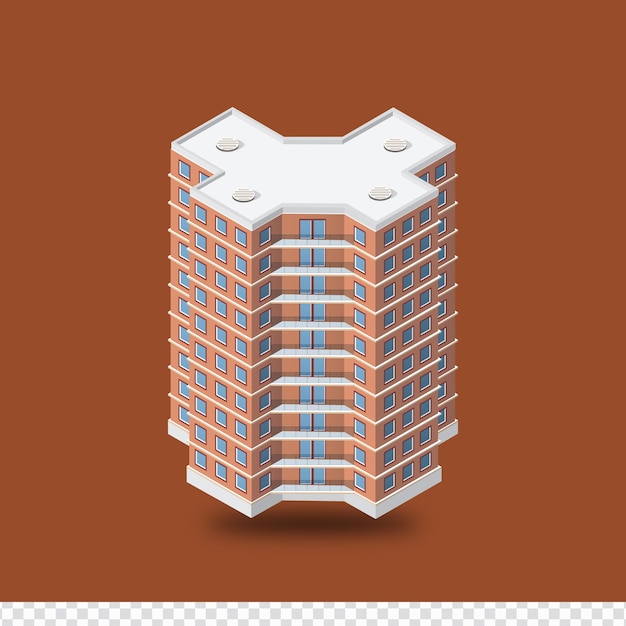 3D building with a roof and a roof with a square shape on it
