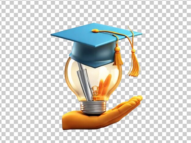 PSD 3d bulb with graduation cap