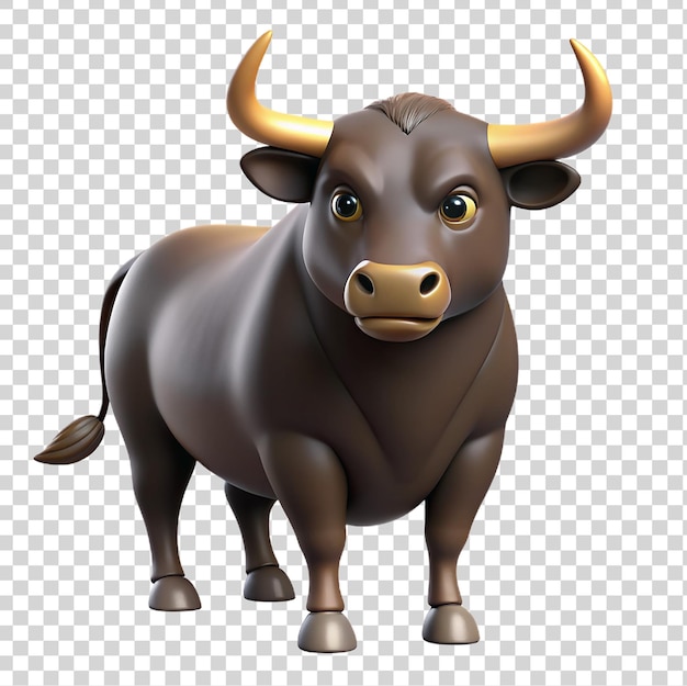 PSD 3d toro con corna isolate su sfondo trasparente