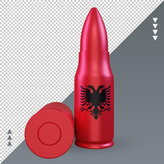 PSD proiettile 3d albania bandiera rendering vista frontale