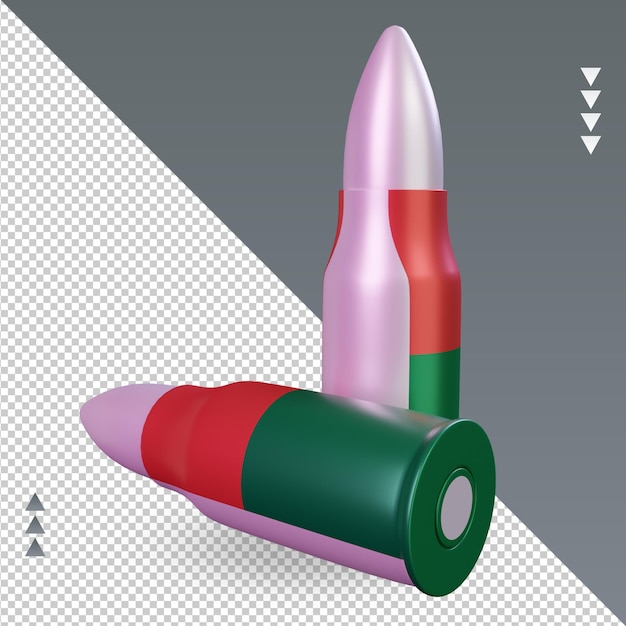 左側面図をレンダリングする3d弾丸マダガスカルの旗