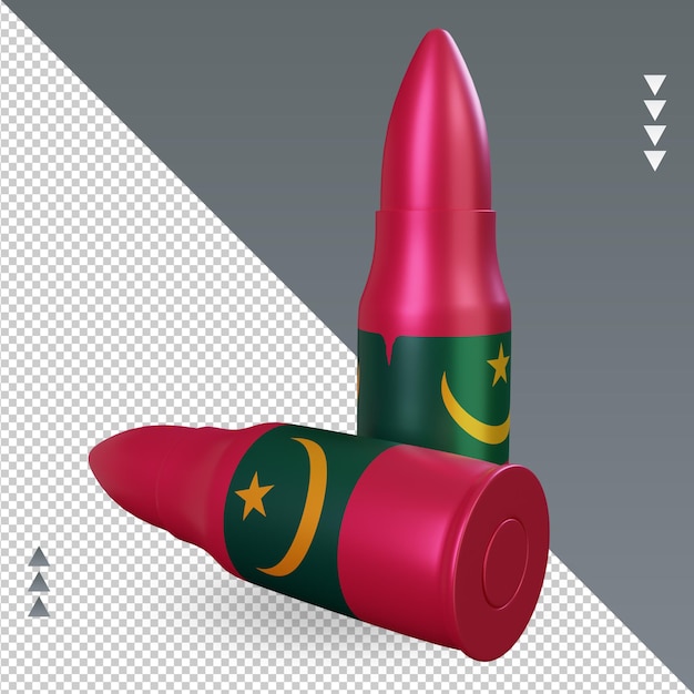 3d bullet Mauritania flag rendering left view