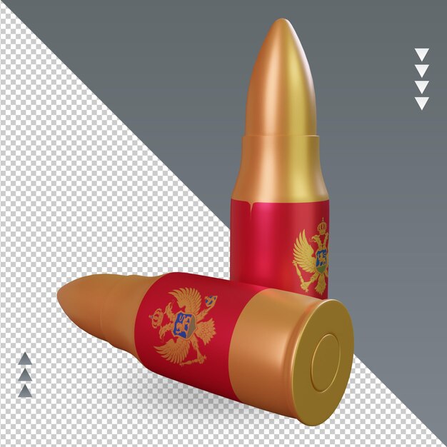 3d bullet montenegro flag rendering left view