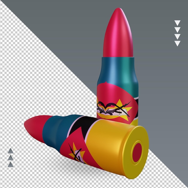 PSD 3d bullet mozambique flag rendering left view