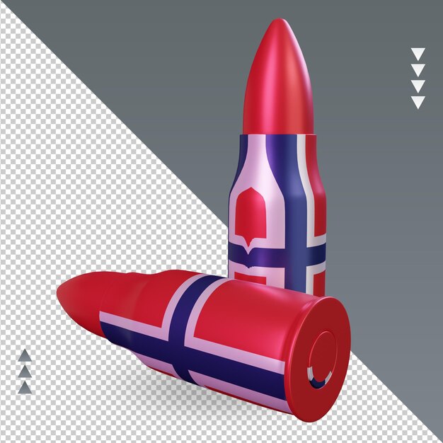 PSD 3d bullet norway flag rendering left view