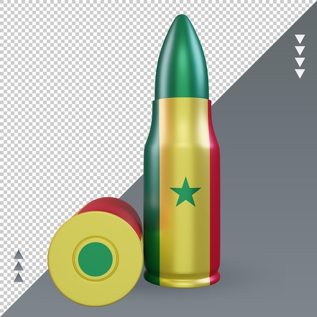 PSD 正面図をレンダリングする3d弾丸セネガルの旗