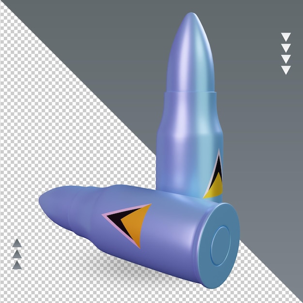 左側面図をレンダリングする3D弾丸セントルシアの旗