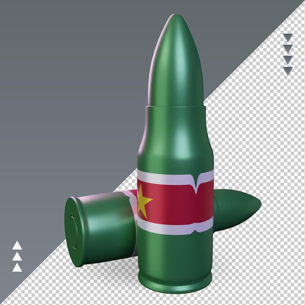 右側面図をレンダリングする3d弾丸スリナムの旗