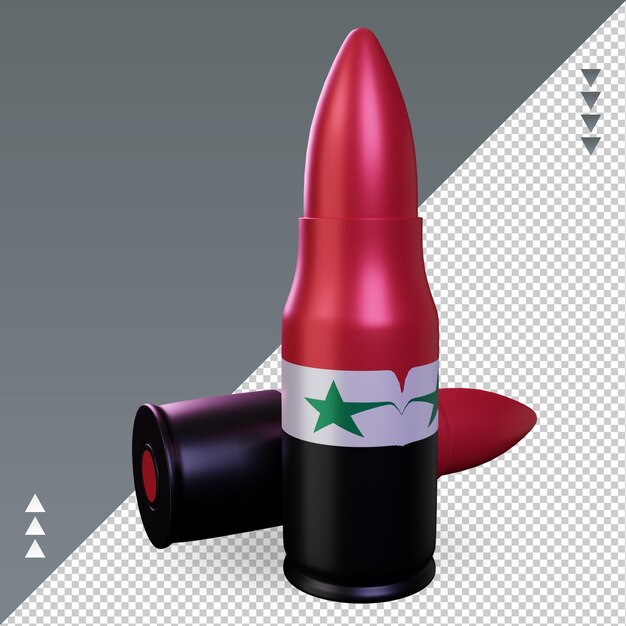 Proiettile 3d bandiera della siria che rende la vista a destra