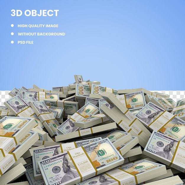 3D Куча денег 100 долларов