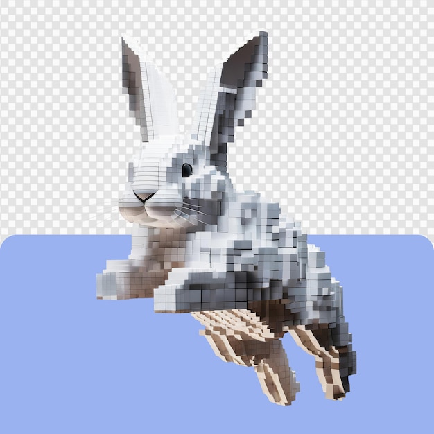 3d bunny voxel art izolowany