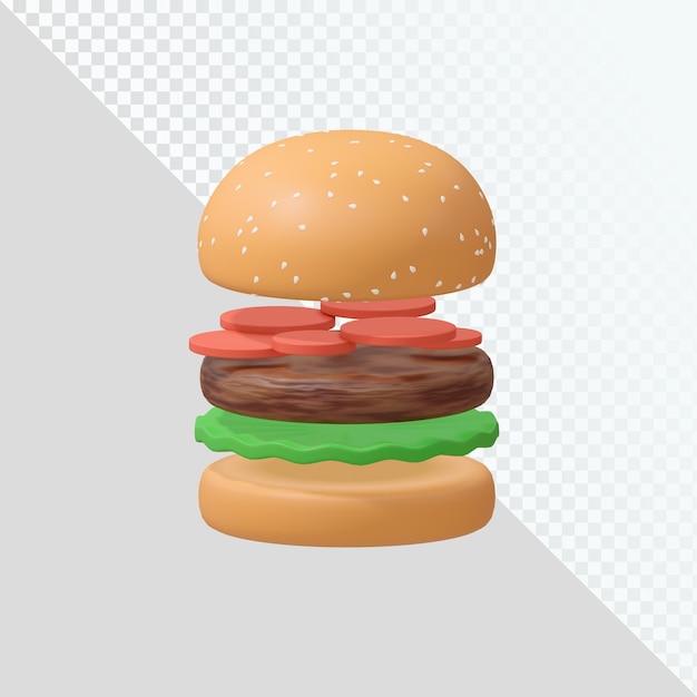 3d burger drijvend concept met salade