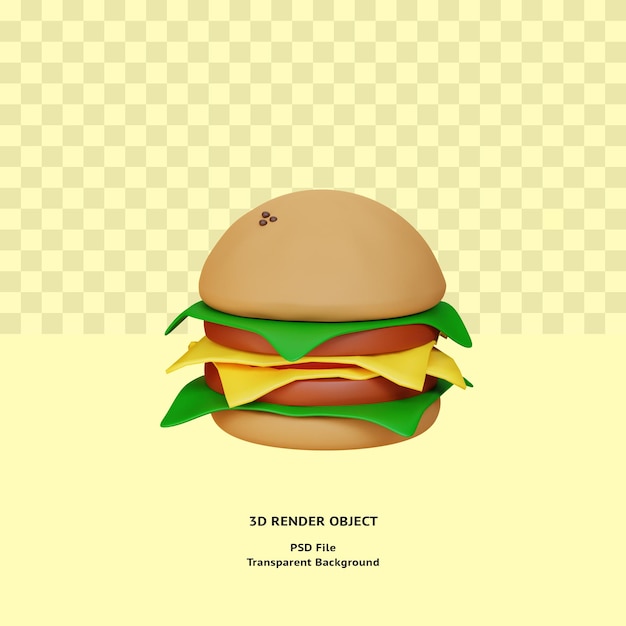 3d burger illustratin object rendered premium psd