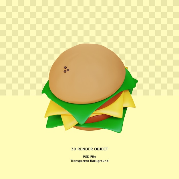 Oggetto illustraton hamburger 3d reso psd premium