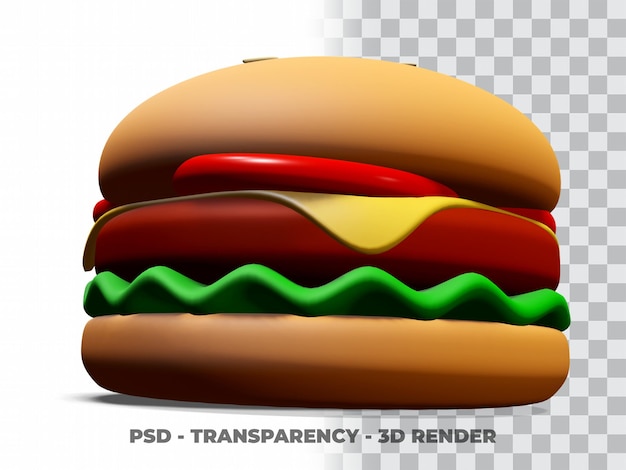 3d burger met transparante achtergrond