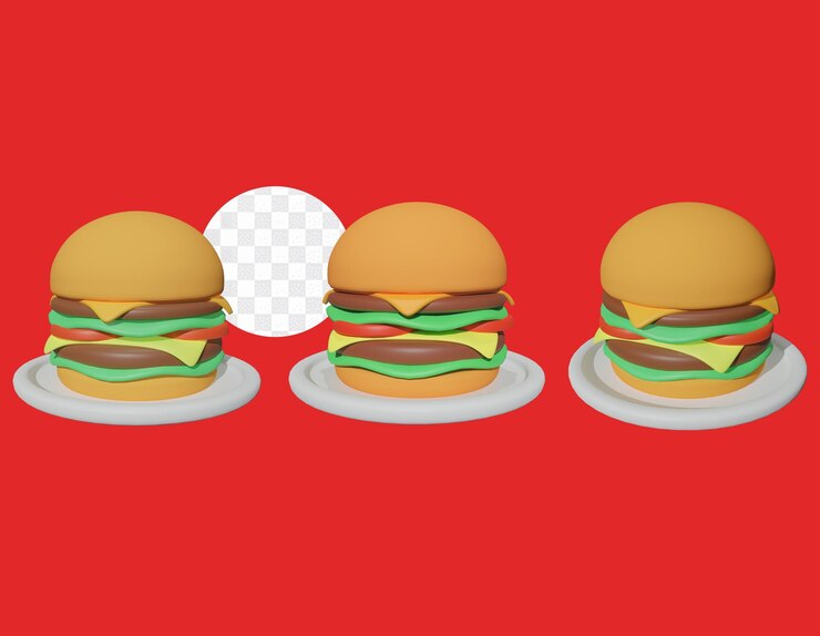 PSD 3d burger na talerzu