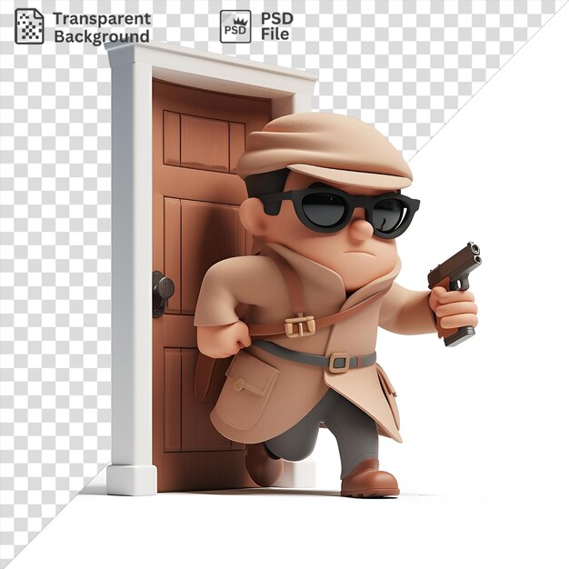 3d burglar cartoon breaking into a house with gun