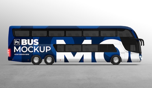 PSD 3d bus-mockup voor branding en reclamepresentaties