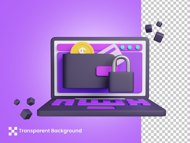 3D Business and Management Locked wallet
