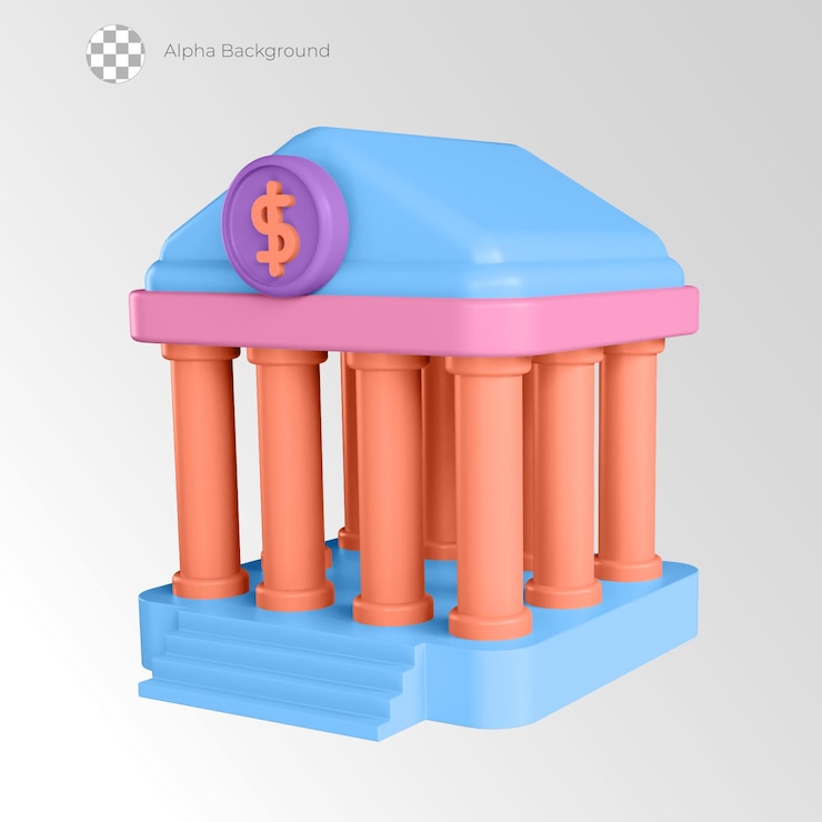 PSD 3d 비즈니스 및 금융 아이콘 은행