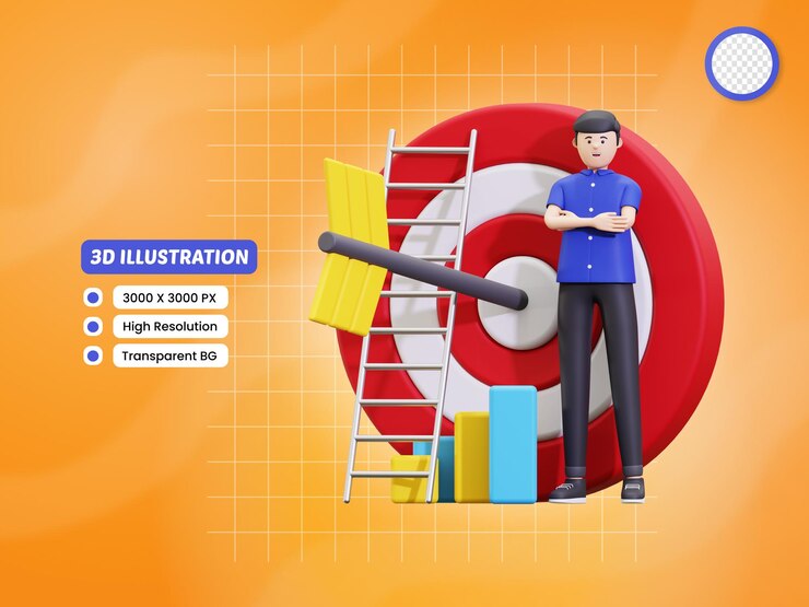 PSD 3d business goal illustration