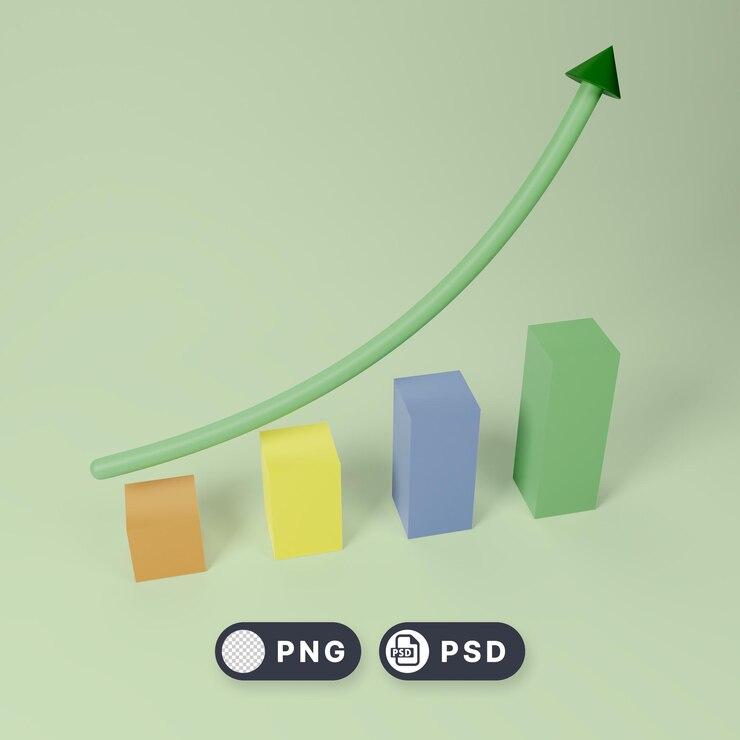 PSD информация о росте бизнеса 3d файл png и psd