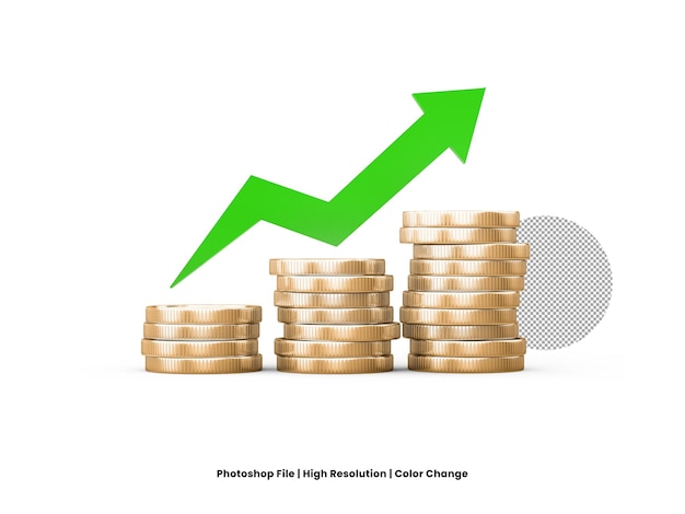 3d business growth up with coin