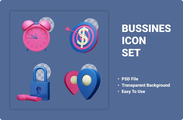 3d business icon set