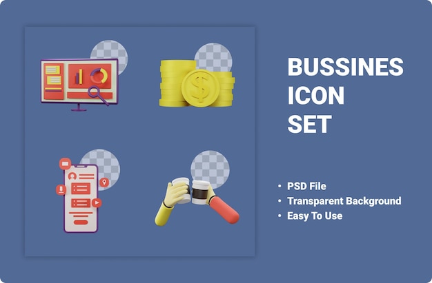 3d business icon set