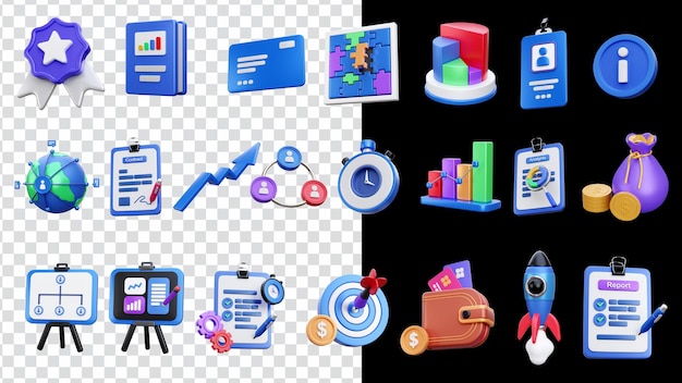 3d business icons pack