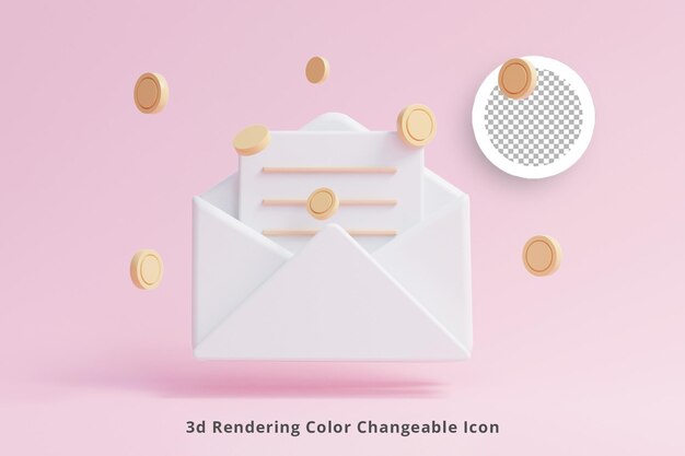 3d 비즈니스 투자 돈 메일 보내기 아이콘 또는 비즈니스 투자 개념 ui 아이콘
