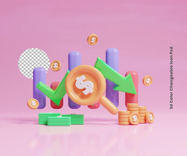 3D business management grafiek rapport concept pictogram of 3D zakelijke investeringen grafiek rapport