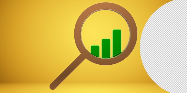 PSD 3d business onderzoek pictogram op transparante achtergrond