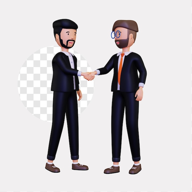 3d business partners shake hands