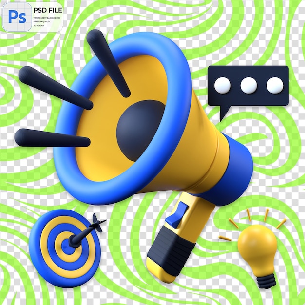 3D Business Promotion Icon Isolated PNG Illustration PSD Template