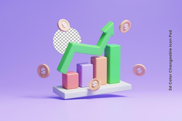 3d business success money investment graph concept icon or 3d business leadership graph concept icon