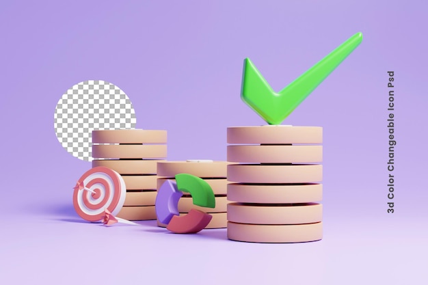 3d business success money investment graph concept icon or 3d business leadership graph concept icon