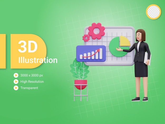 3d business woman giving presentation illustration